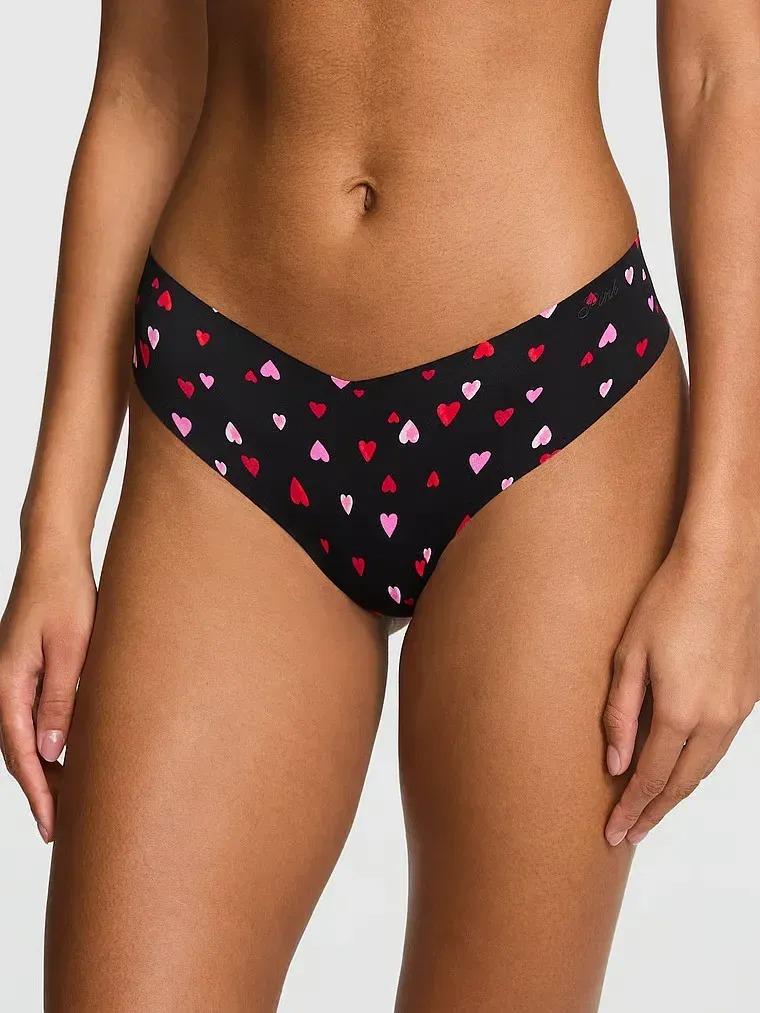Трусики стринги Victoria's Secret Pink No-Show Thong Panty M Черный (27172202)