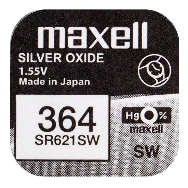 Батарейка SR621SW 364 Maxell 1,55V silver oxide (33559379)