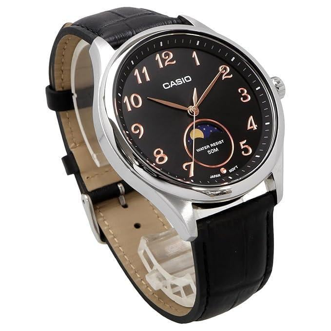 Мужские наручные часы Casio MTP-M110L-1A Moon Phase Timeless Collection со стальным корпусом Черный (2907525826)