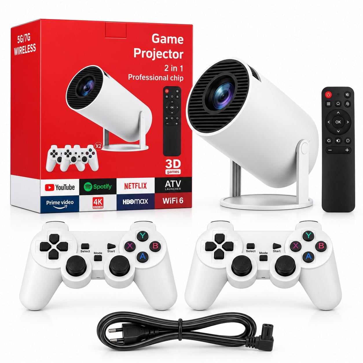 Проєктор смарт з іграми 2 джойстиками Android 11 Wi-Fi Bluetooth HDMI