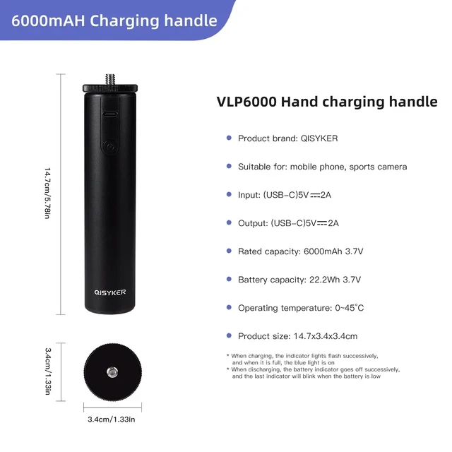 Монопод QISYKER VLP6000 для экшн-камеры с Powerbank 6000 ma - фото 6