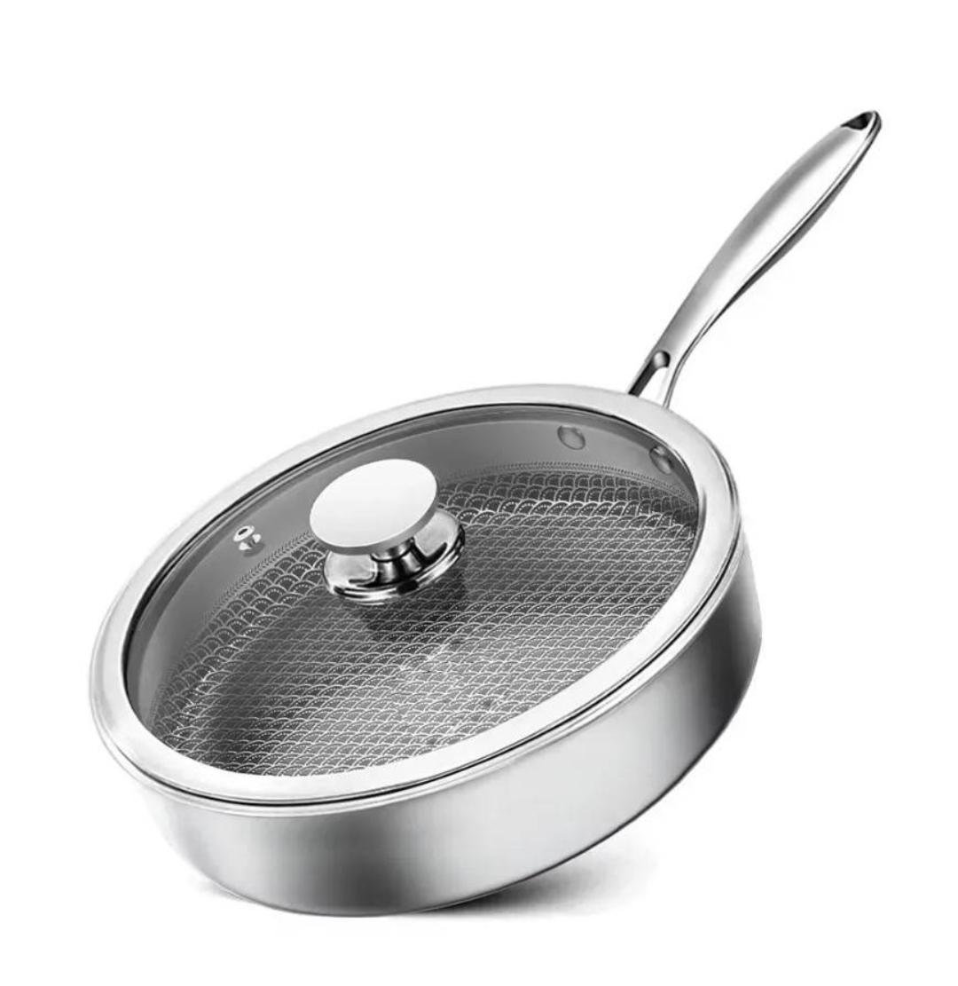 Сковорода глубокая Edenberg EB-13063 из нержавеющей стали с крышкой и антипригарным покрытием 28 см Стальной Сковорода глубокая Edenberg EB-13063 из нержавеющей стали с крышкой и антипригарным покрытием 28 см Стальной