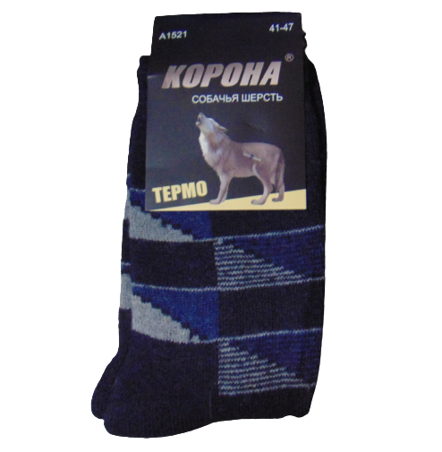 Носки термо собачья шерсть на махре Корона A1521 р. 41-47 Синий (1660681310)