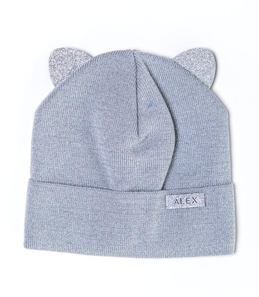 Шапка детская для девочек Гламур D761 флис 44-48 см Светло-серый