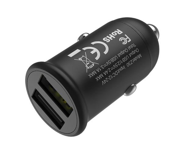 Пристрій зарядний автомобільний Hoco Z30 31A 2 Usb Black