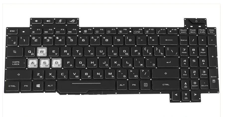 Клавиатура для ноутбука Asus GL504 series rus без фрейма/подсветки клавиш RGB Black (167554)