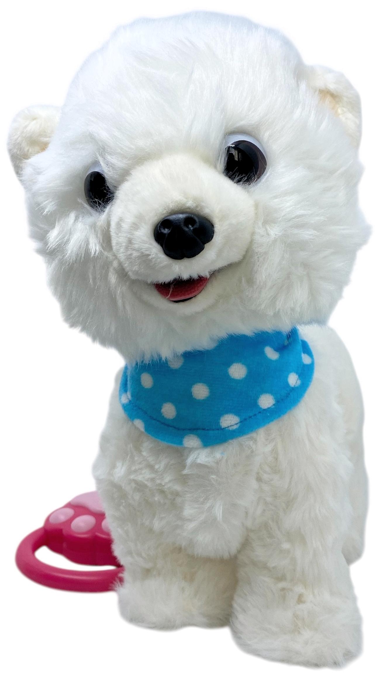 Интерактивная игрушка Пес с поводком и платком 20x25x10 см Белый