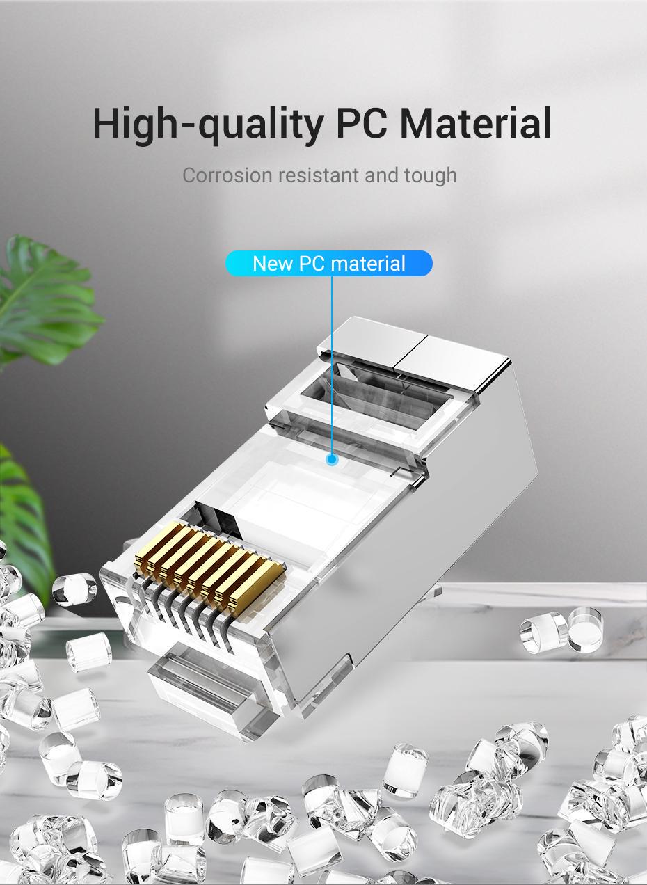 Інтернет-з'єднувачі Vention Cat.6A FTP 8P8C 10 Гбіт/с роз'єм RJ45 LAN RJ 45 Ethernet 10 шт. Сріблястий (IDFR0-10) - фото 10