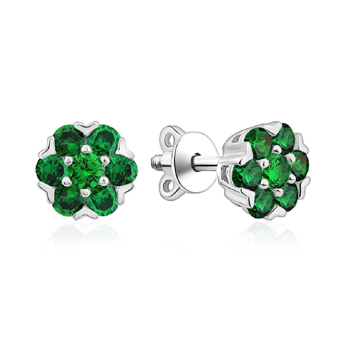 Сережки срібні Malachite Bloom Зелений (35263684)