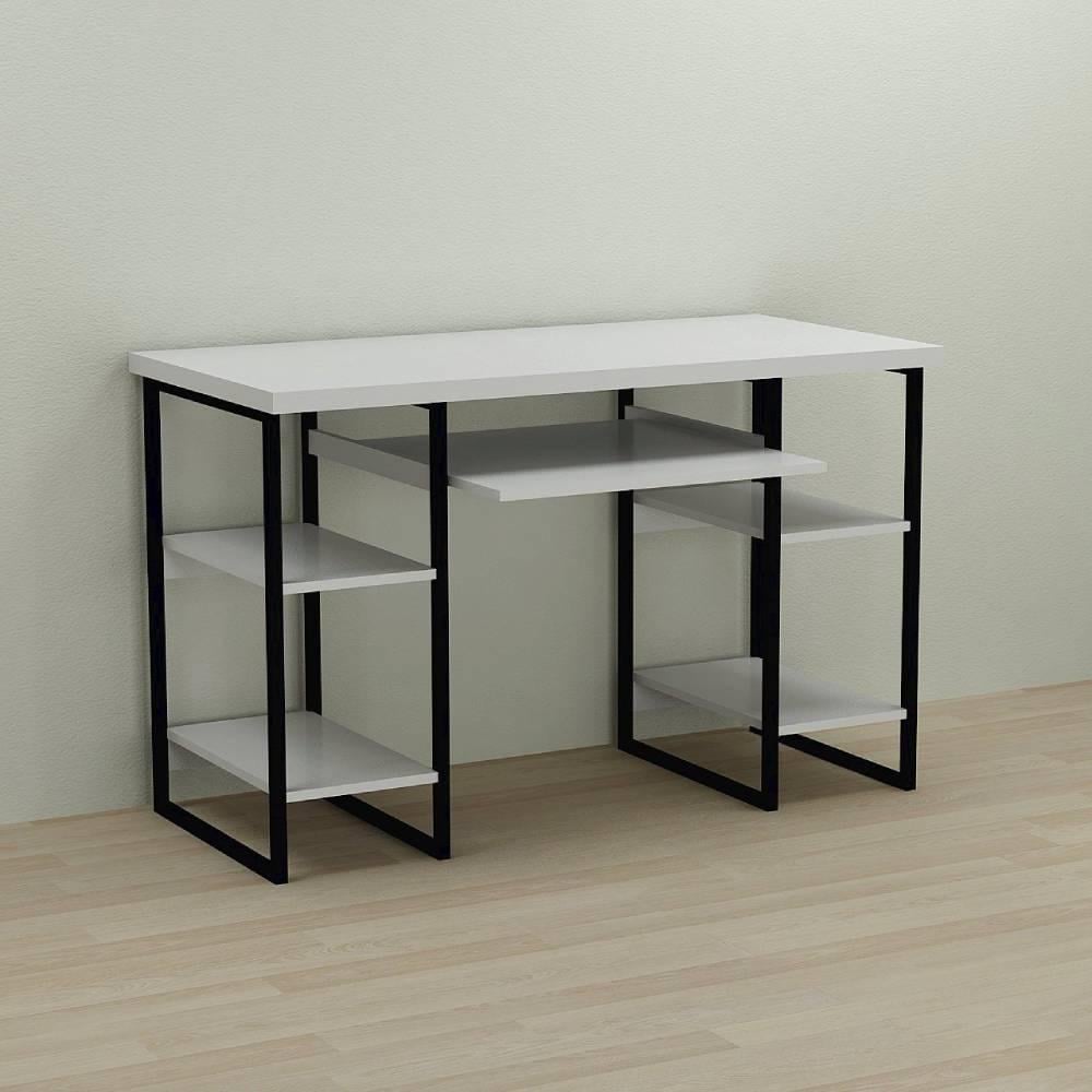 Компьютерный стол Ferrum-decor Тим ДСП 32 мм 75x140x60 см Черный/Белый (FRD-103965)