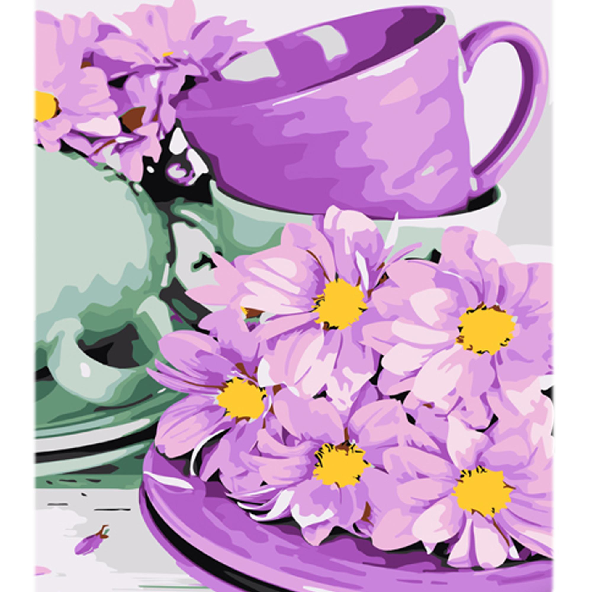 Картина по номерам Strateg Премиум Цветочный напиток вдохновения с лаком 30х40 см (Str-LY27)