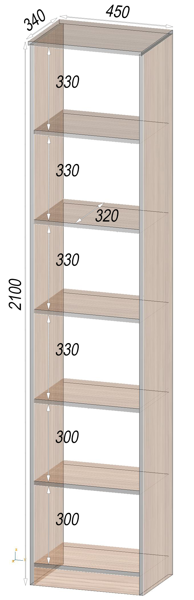 Тумба офисная ОП 450х320х2100 мм Дуб Сонома (12697) - фото 2 Тумба офисная ОП 450х320х2100 мм Дуб Сонома (12697) - фото 2