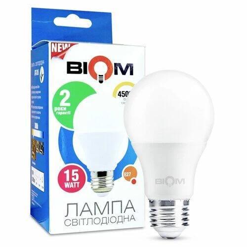 Світлодіодна лампа-куля матова Biom BT-516 A60 15W E27 4500К (27830018)