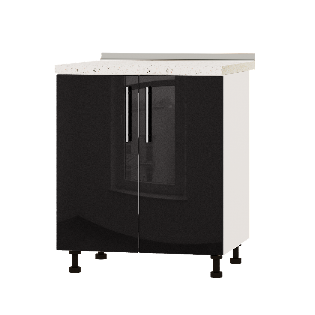 Шкаф нижний Эверест Акрил модуль под мойку Низ Н84-700 70х47х85 см Черный глянец/Белый (02286)