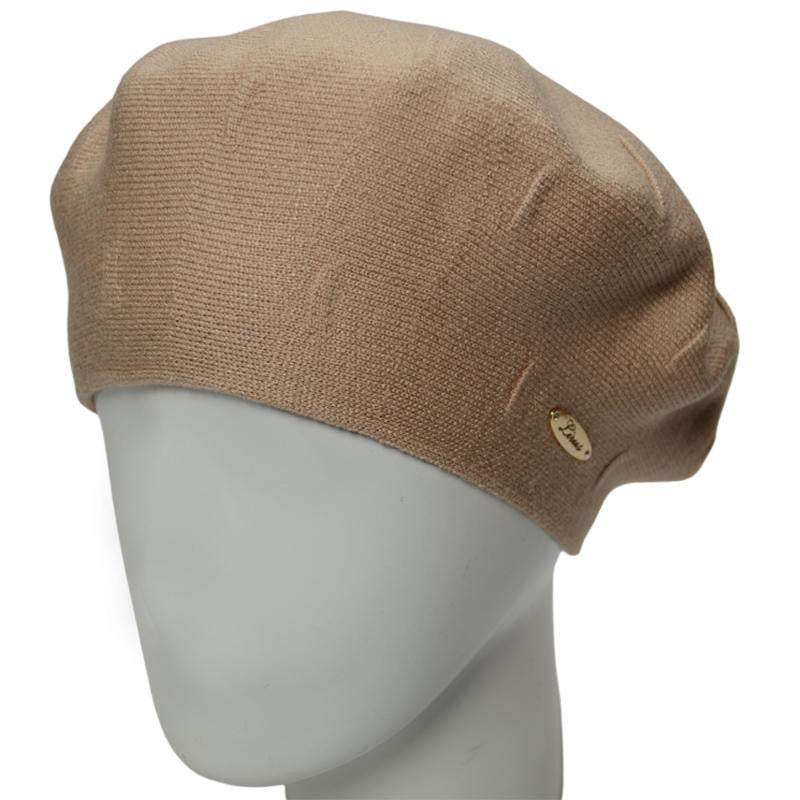 Берет двойной женский из вискозы Lirus Дейзи one size Темно-бежевый