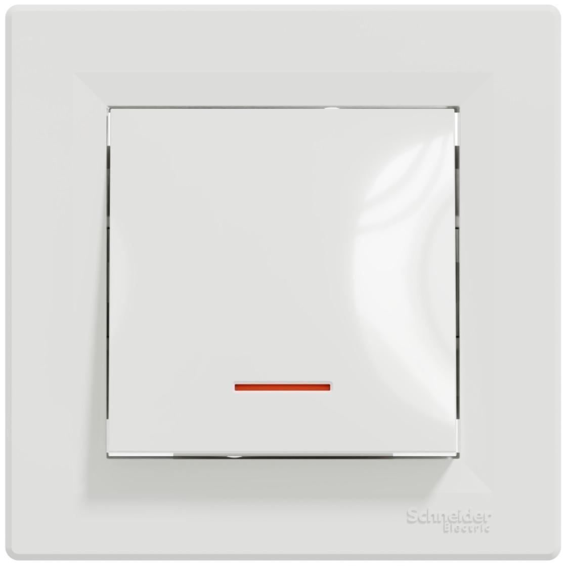 Выключатель кнопочный Schneider Electric Asfora с подсветкой Белый (EPH1600121)