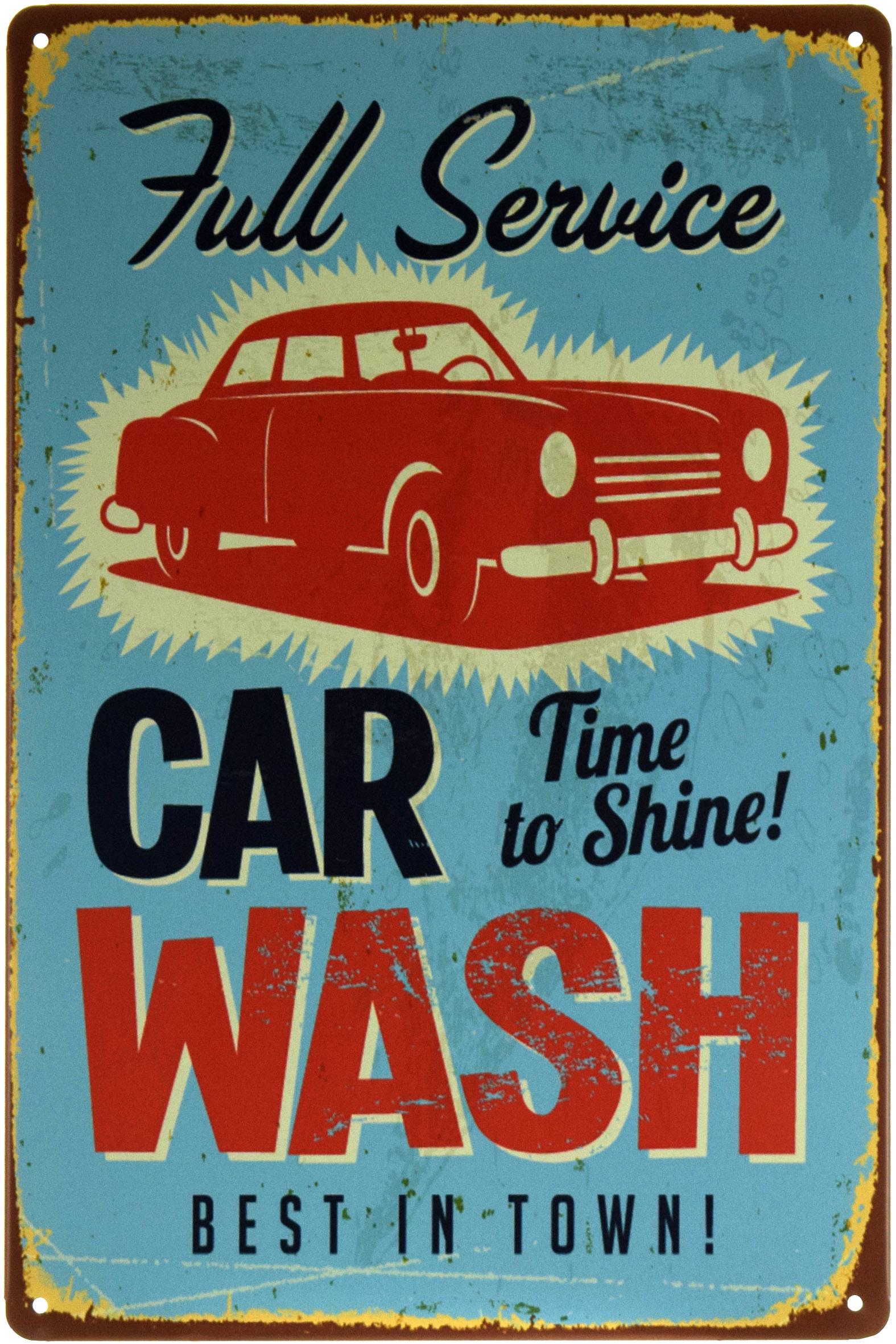Табличка металлическая Автомойка/Car Wash 20x30 см