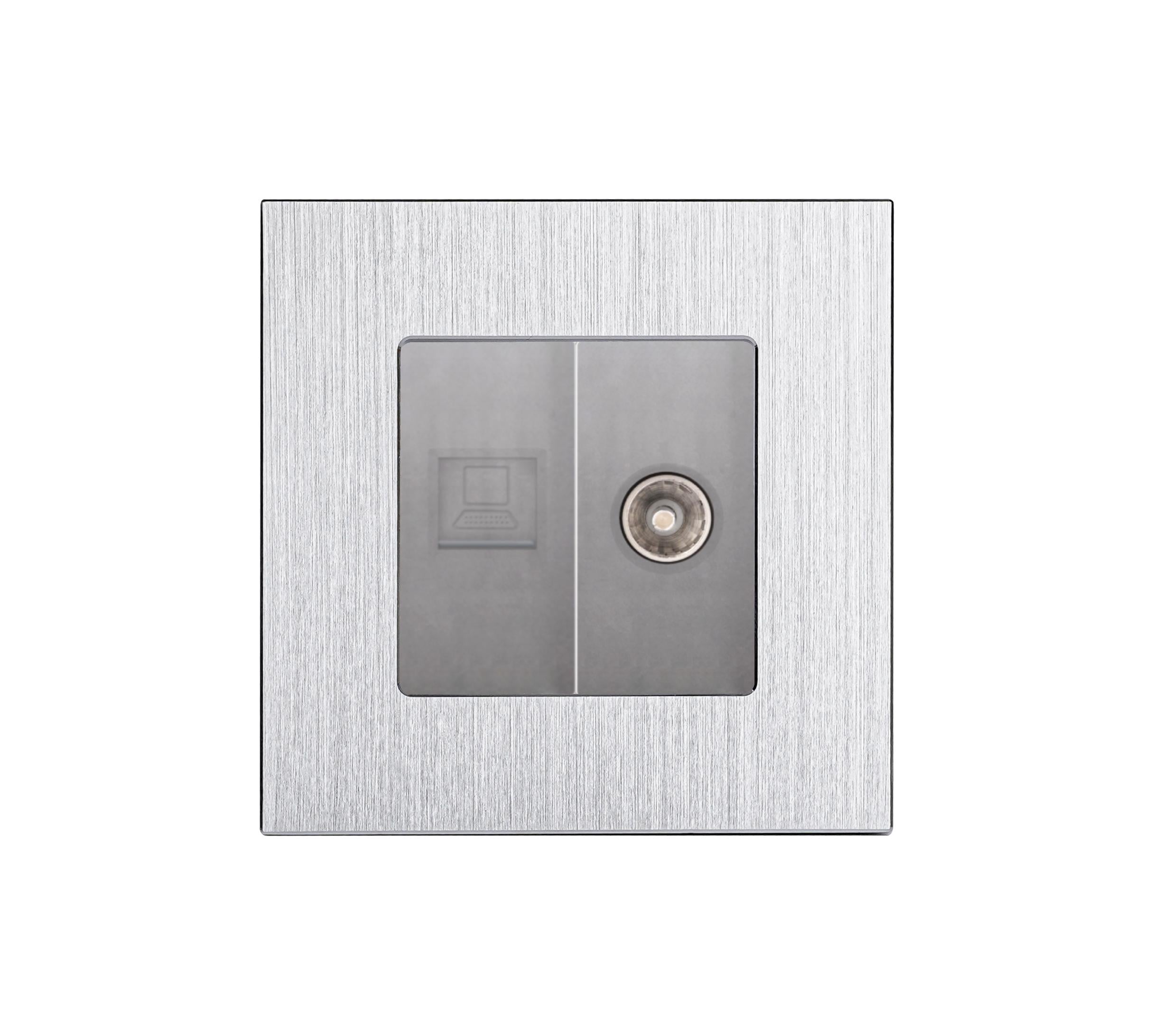 Розетка компьютерная WALLPAD RJ-45/ТВ настенная алюминиевая рамка Серый (WP-CAT6PTY-GY)