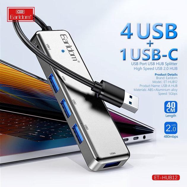 Хаб USB Earldom ET-HUB12 4USB+1USB-C (21027449) - фото 6