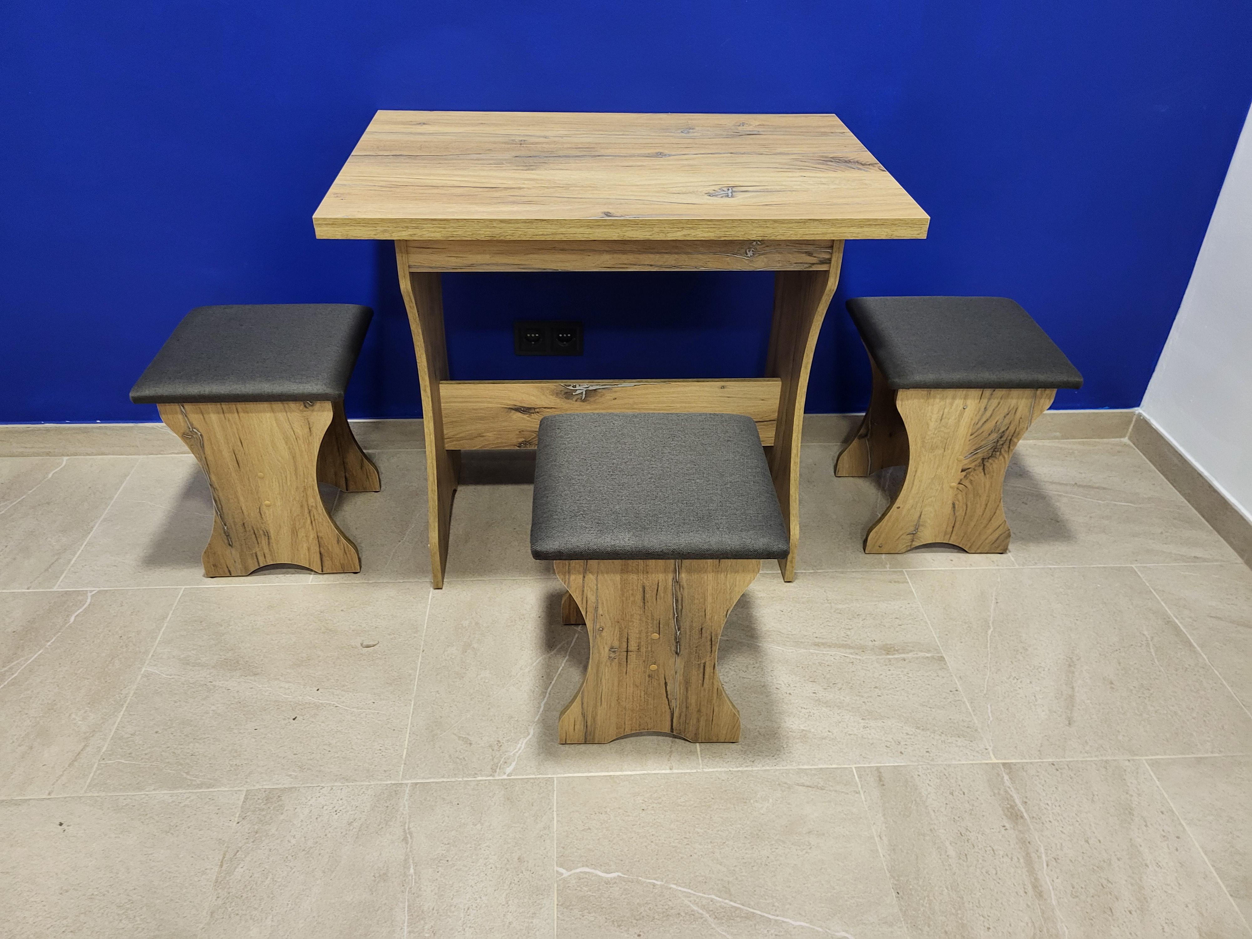 Стіл розкладний та 3 табурети Сімейний Дуб Флагшток/Мальмо (STTT-DF-M)