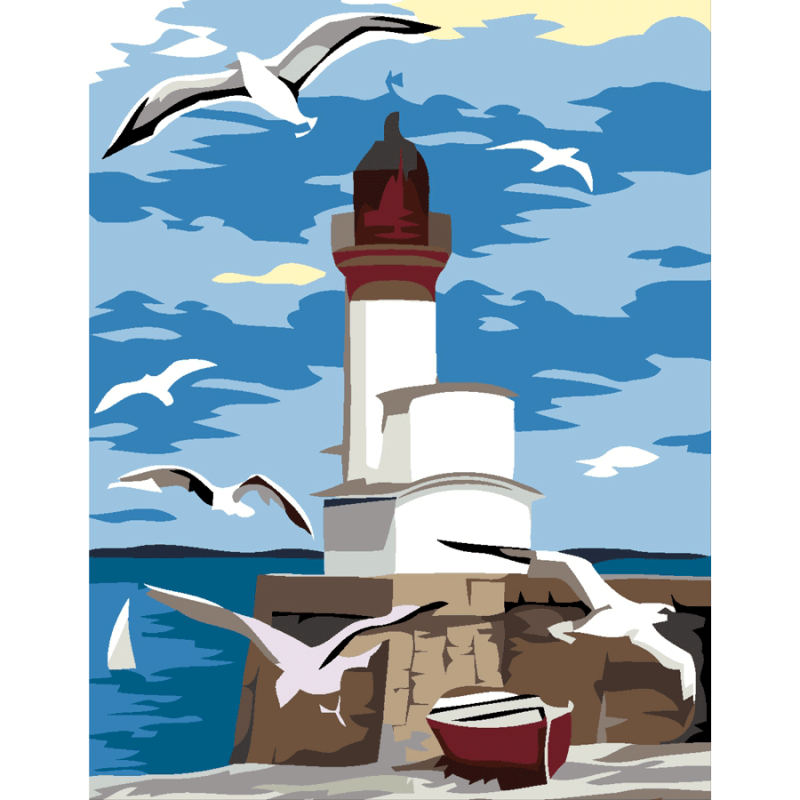 Картина по номерам Rosa Маяк и чайки 35х45 см (Az-263356)