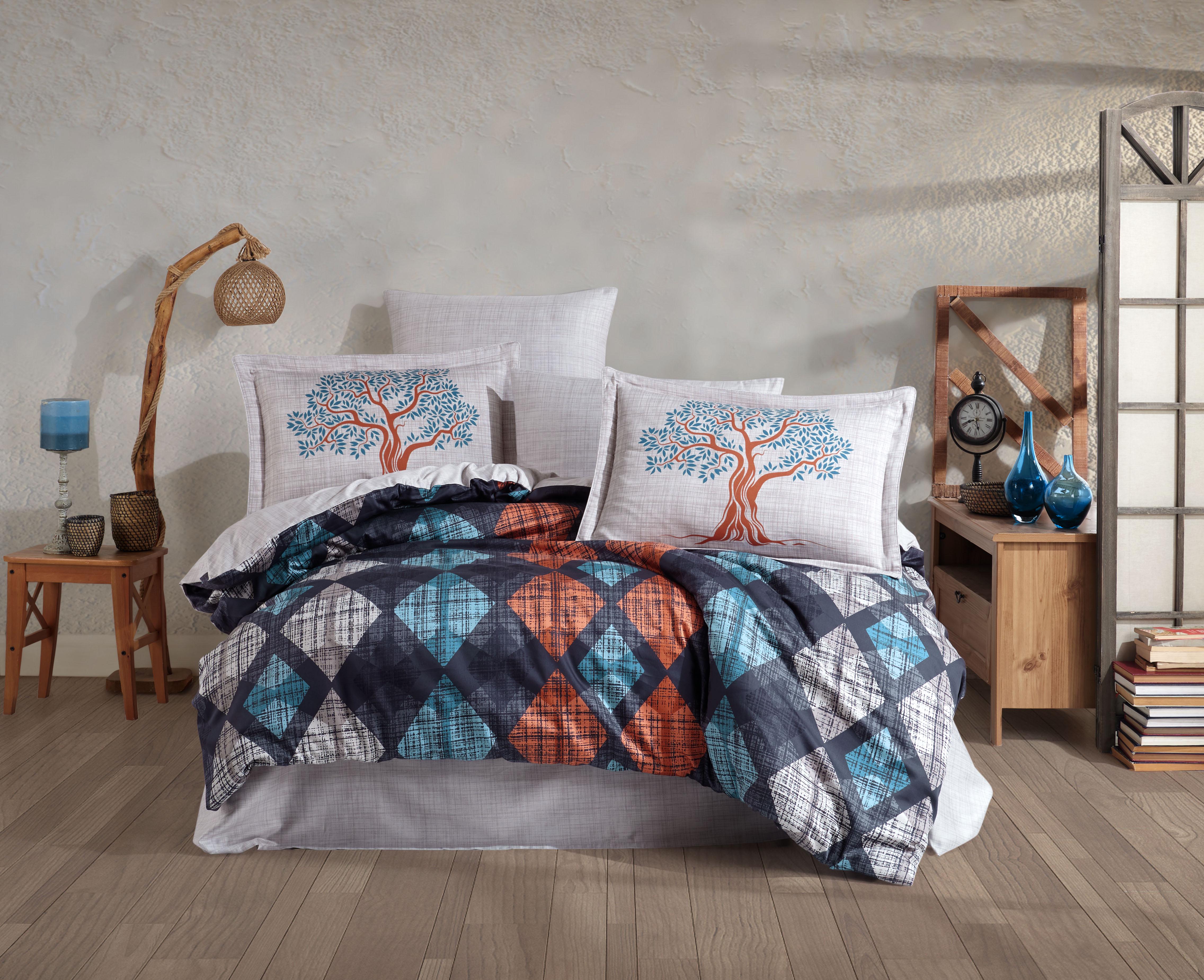 Комплект постельного белья Hobby Exclusive Sateen RUTH 200х220/50x70 см 4 шт. Синий (8698499179608)