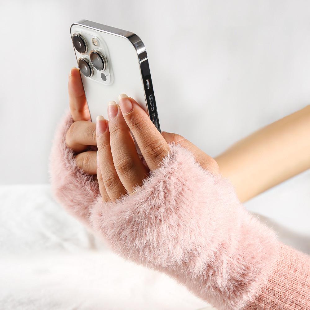 Митенки с мехом без пальцев One size Розовый (2448) - фото 2 Митенки с мехом без пальцев One size Розовый (2448) - фото 2