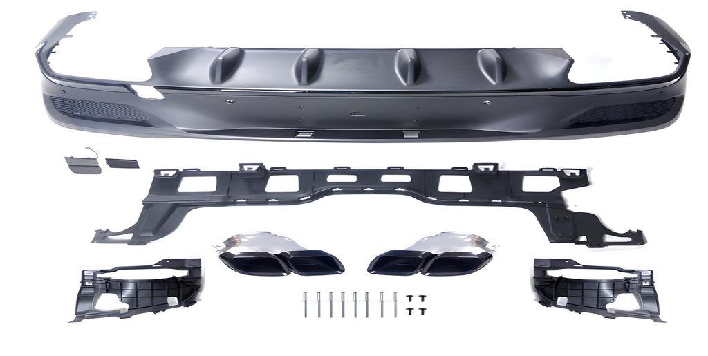 Задний диффузор с насадками Cixtai для Mercedes GLE coupe C167 2019- рр. abs-пластик Черный