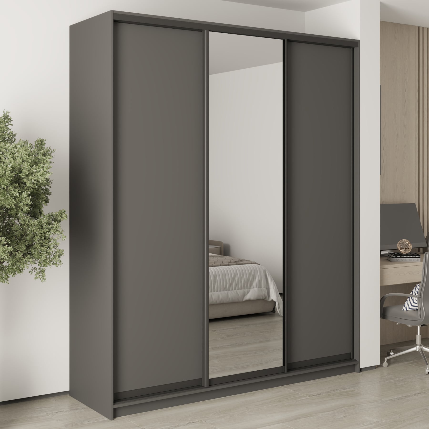 Шкаф-купе трехдверный Mebel Star Комбо BG MBS-9610 200х45х240 см Антрацит (1009599) Шкаф-купе трехдверный Mebel Star Комбо BG MBS-9610 200х45х240 см Антрацит (1009599)