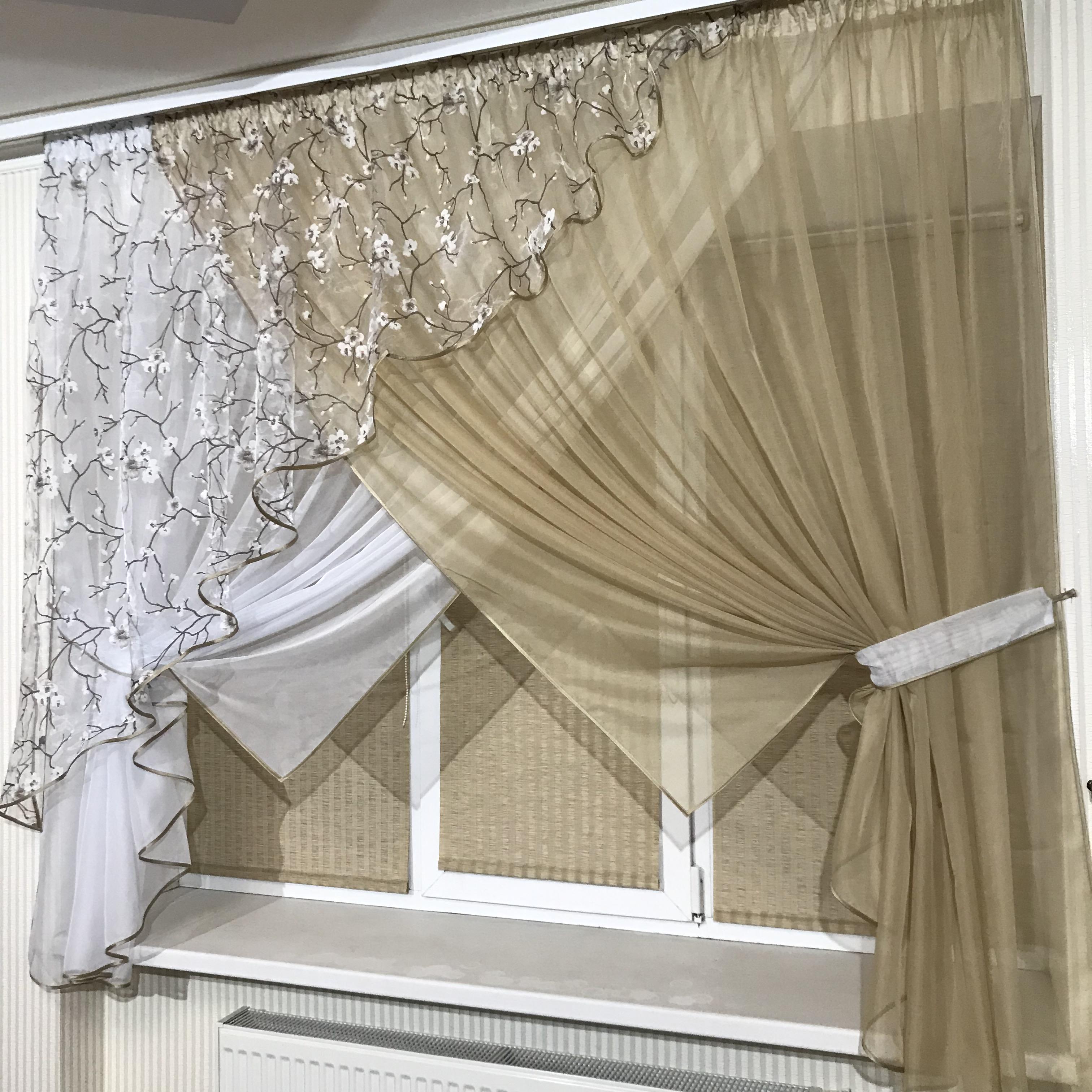 Занавеска на кухню TG Home №362 Сакура Бежевый (362-25/907-2) - фото 3 Занавеска на кухню TG Home №362 Сакура Бежевый (362-25/907-2) - фото 3