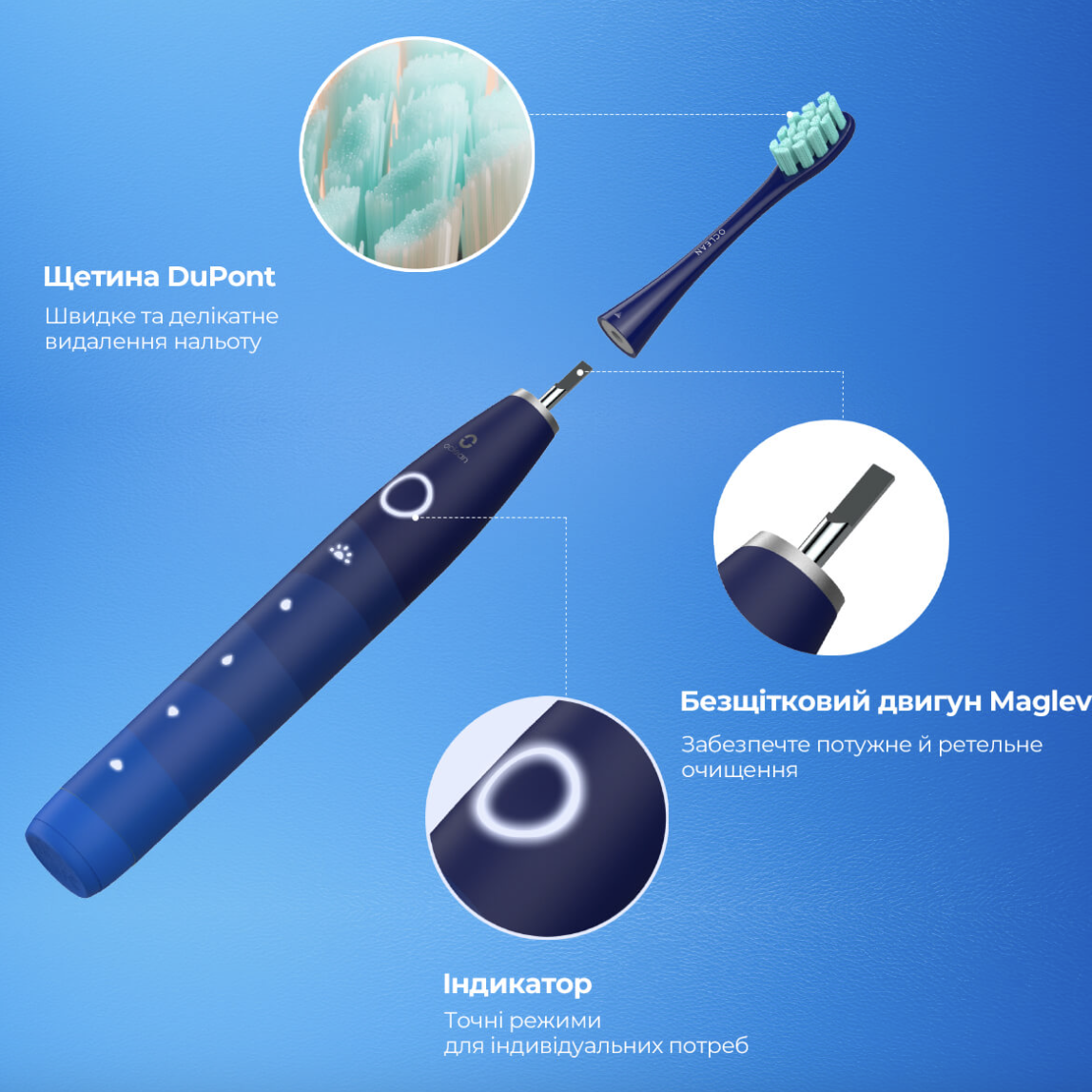 Електрична зубна щітка Oclean Flow Sonic Electric Toothbrush Blue (699) - фото 8 Електрична зубна щітка Oclean Flow Sonic Electric Toothbrush Blue (699) - фото 8