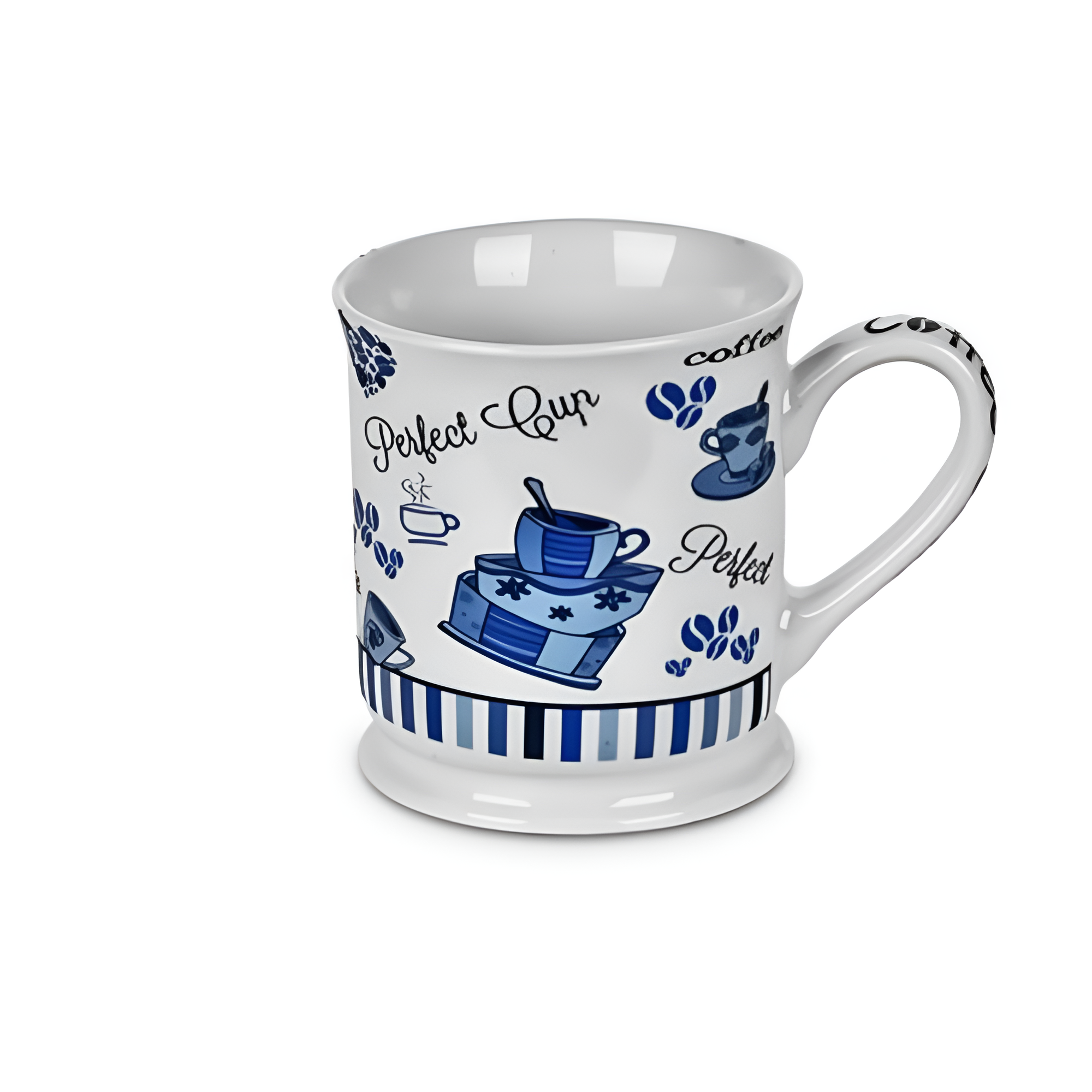 Чашка Stenson Coffee фарфоровая яркий синий рисунок 10х9 см 350 мл Белый (620489)