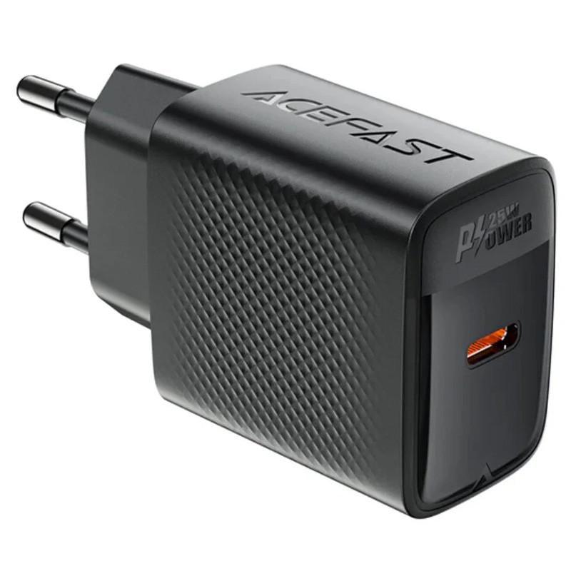 Зарядний пристрій мережевий Acefast A104 GaN PD25W 1USB-C Black (00000078404_1)