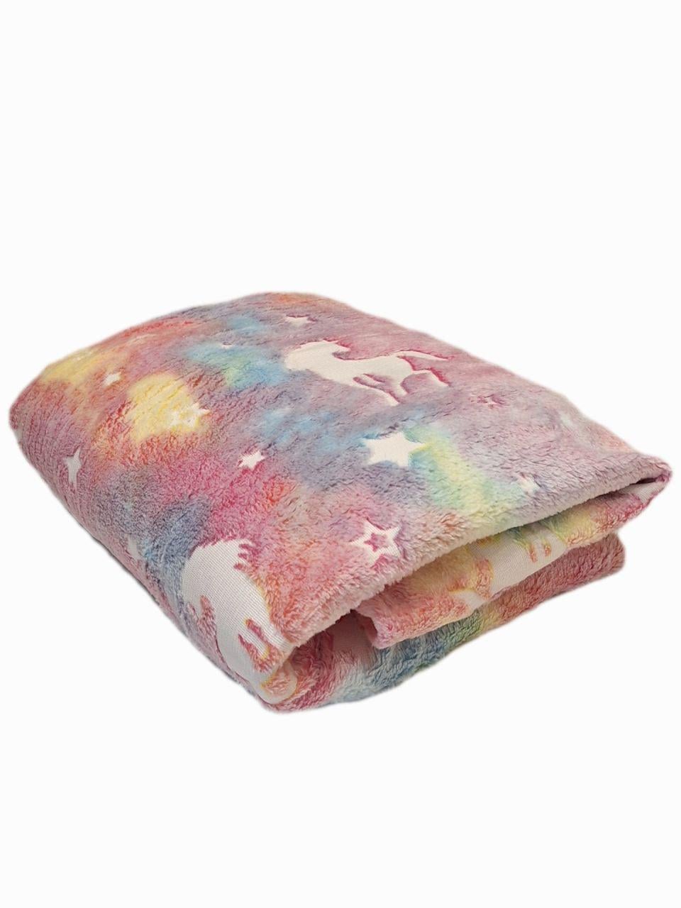 Плед светящийся в темноте Единорожки флисовый 150x200 см (567)