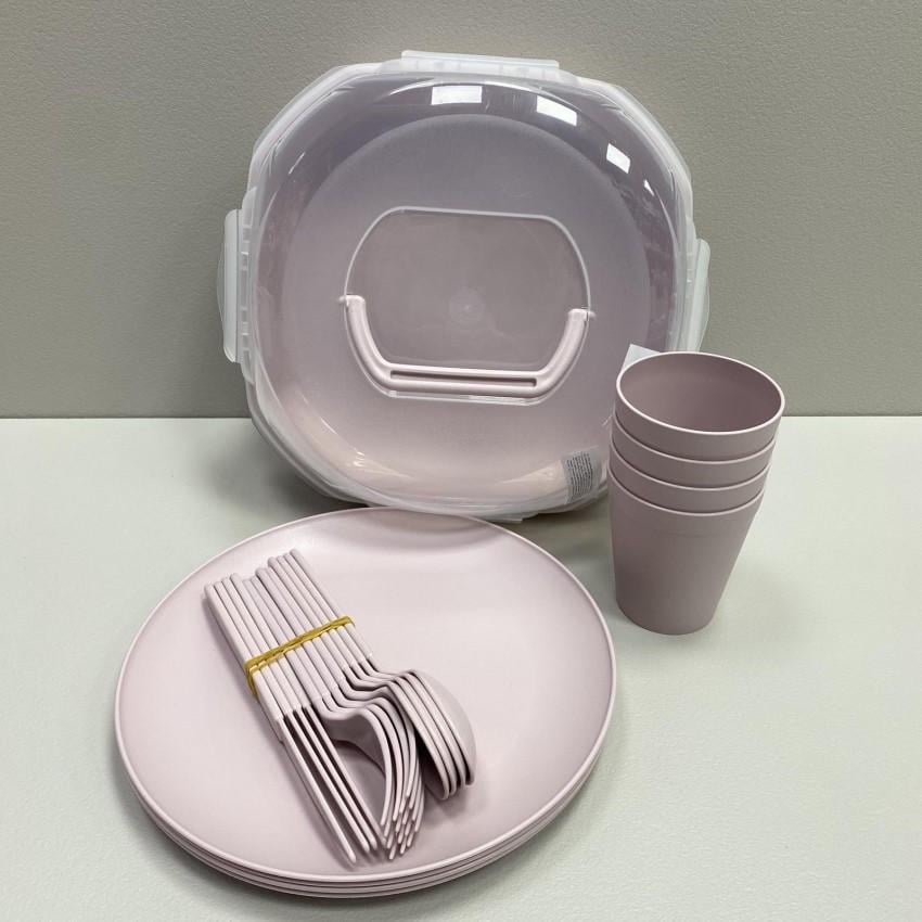 Набор для пикника Ucsan Plastik M-761 4 персоны 21 предмет Розовый (2184296513)
