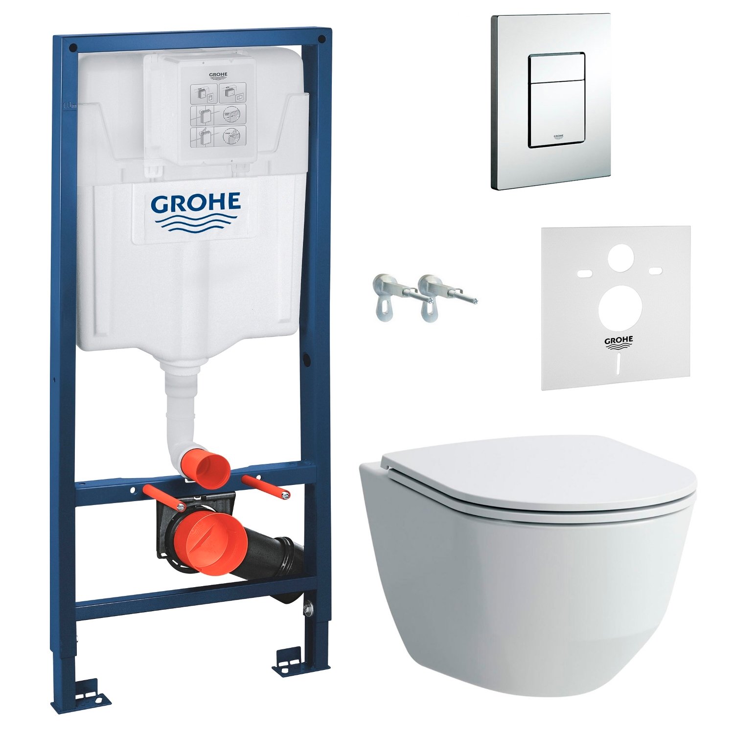 Копмплект Laufen Pro Rimless унитаз подвесной с сидением и инсталляция Grohe Rapid SL (H8669570000001)