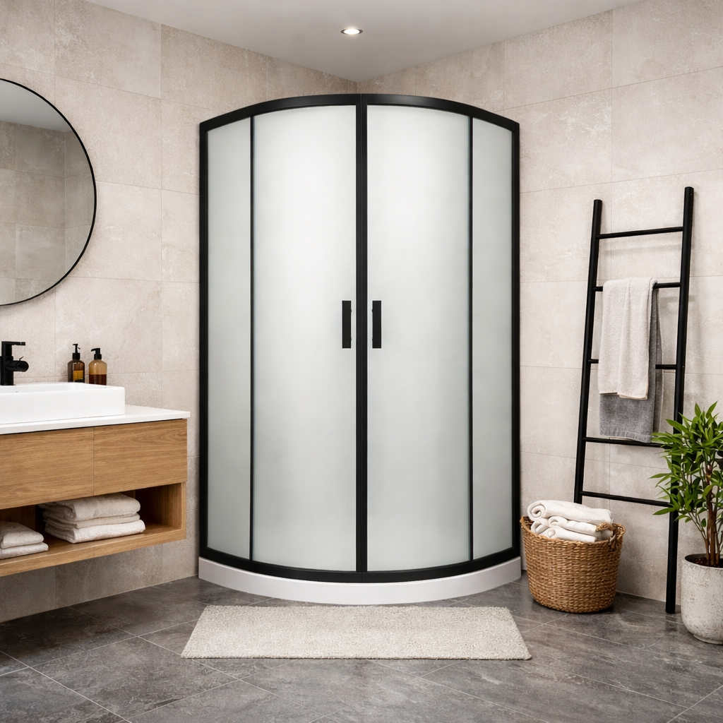 Душевая кабина полукруглая Sunways BlackBlur низкий поддон/стекло матовое 5 мм 90x90х195 см Черный (C15388)