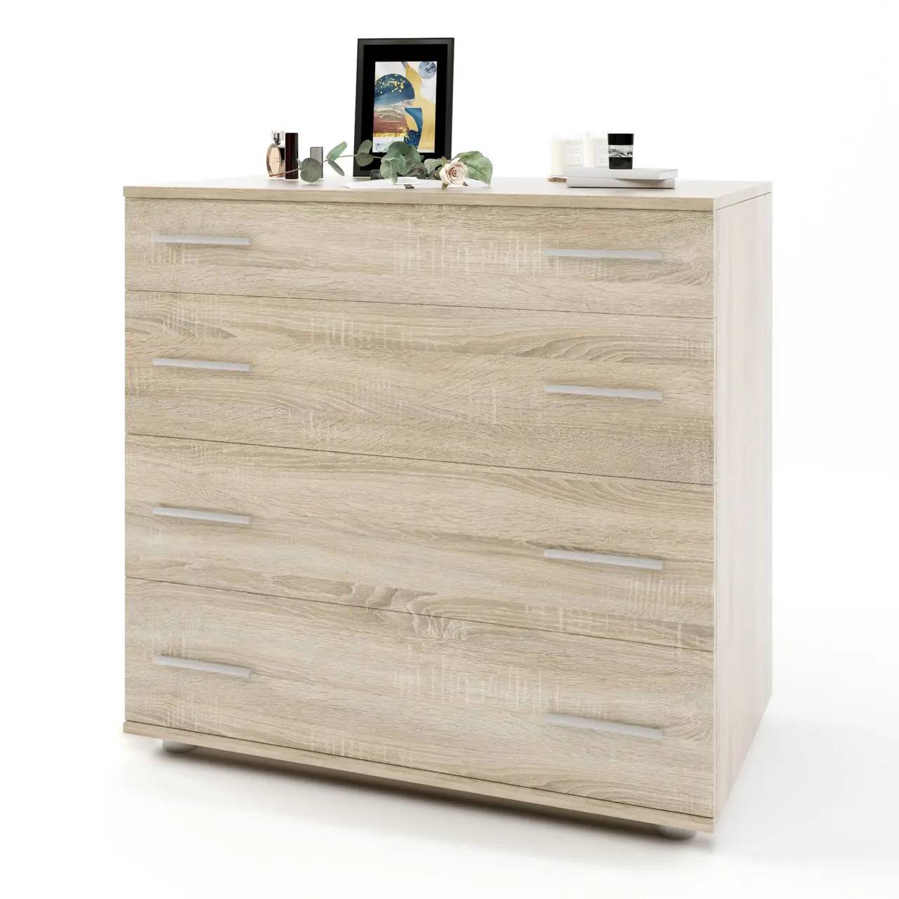 Комод Эверест на 4 ящика роликовые направляющие 80х45х73 см Дуб сонома (643fadbf4935e140787e9805)