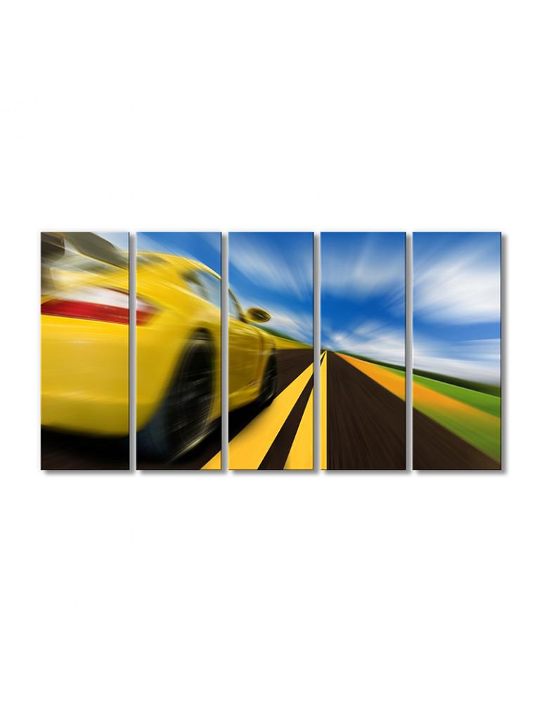 Картина модульная Спортивное авто на скорости 5 модулей 80x120 см