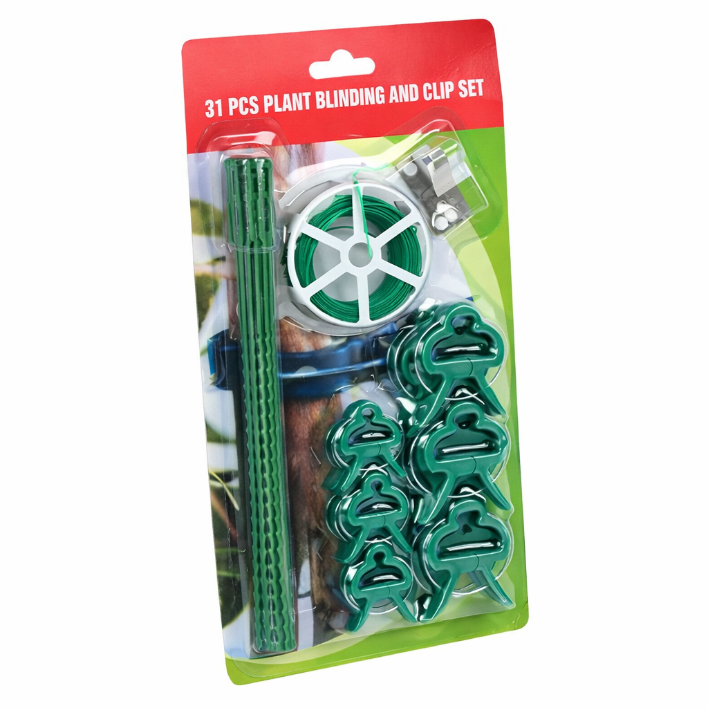 Комплект садовых фиксаторов и стяжек Stenson R36903 31 шт. 30х16 см с проволокой 20 м Зеленый (35896665)