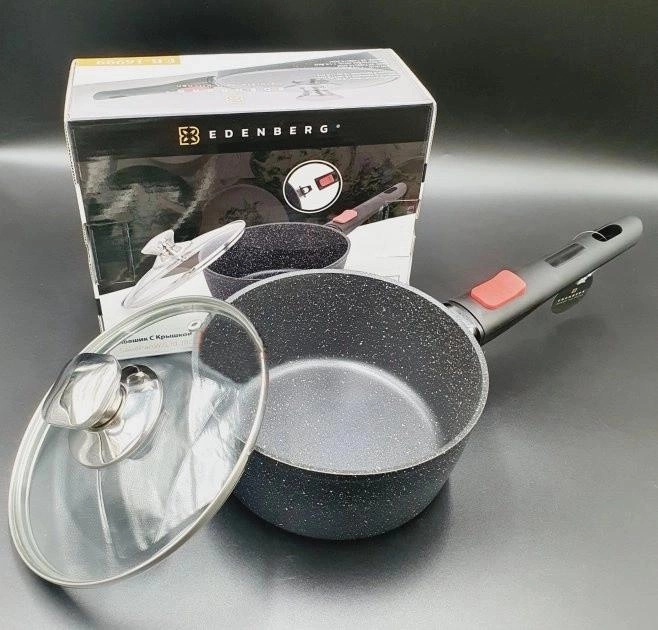 Ківш кухонний Edenberg з антипригарним мармуровим покриттям та знімною ручкою 20 см 25 л (EB-17000) - фото 3 Ківш кухонний Edenberg з антипригарним мармуровим покриттям та знімною ручкою 20 см 25 л (EB-17000) - фото 3