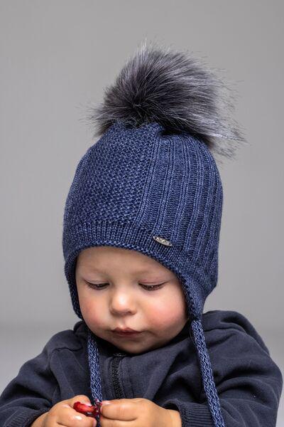 Шапка детская для мальчиков Кевин D820 хлопок 40-44 см Джинс/Меланж