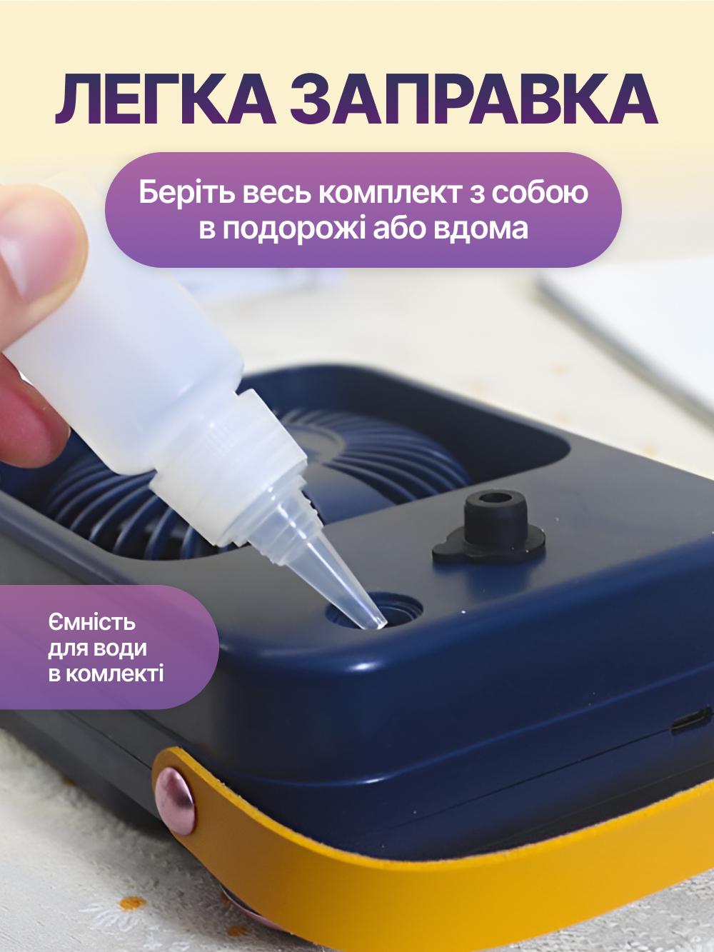 Кондиціонер міні бездротовий настільний портативний JoyPro Spray Fan з акумулятором та зарядкою type-c 3в1 Рожевий (26433c34) - фото 6