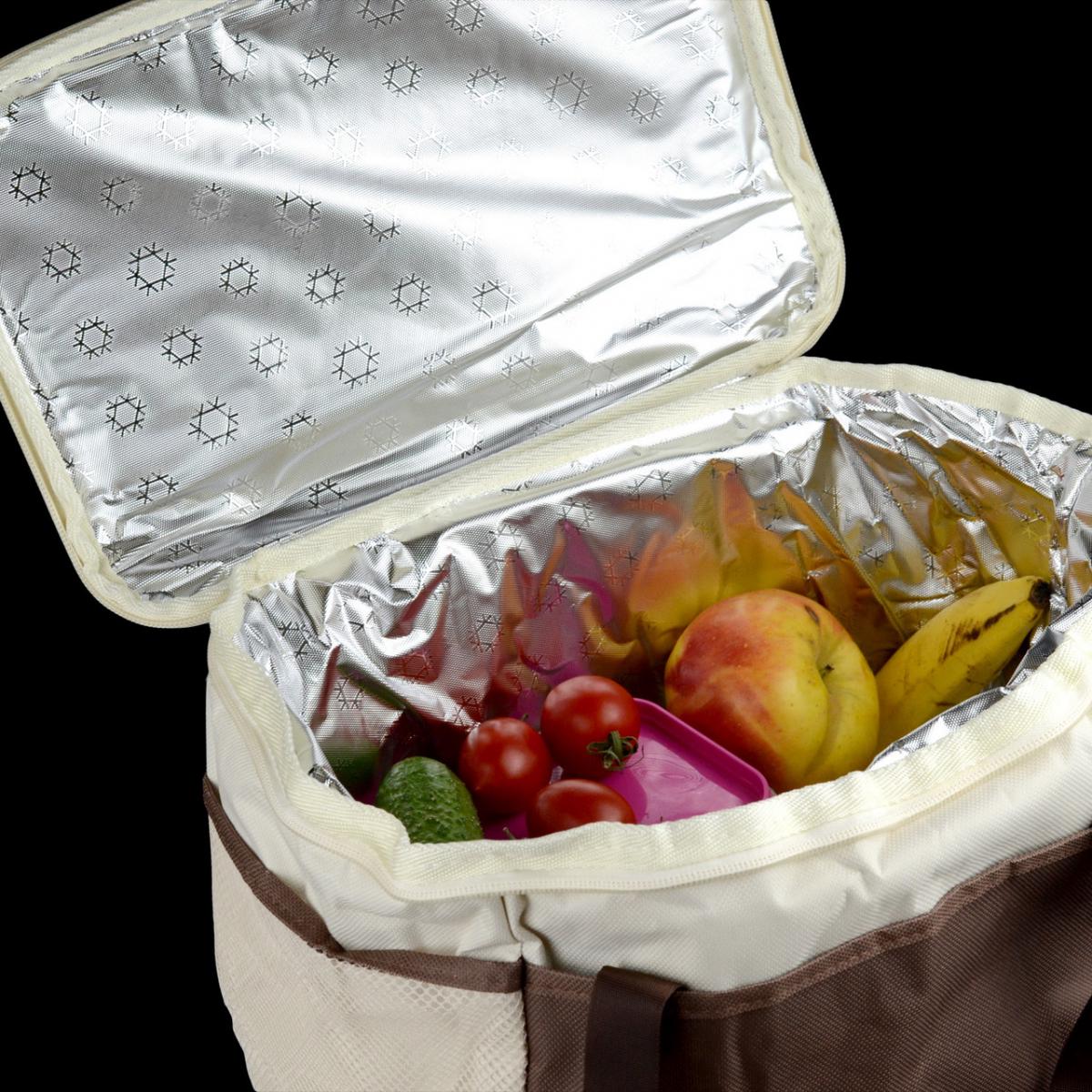 Сумка-холодильник-термобокс 12 л двойная молния боковые карманы 29х22х20 см Бежевый (ТС-142-23) - фото 5 Сумка-холодильник-термобокс 12 л двойная молния боковые карманы 29х22х20 см Бежевый (ТС-142-23) - фото 5