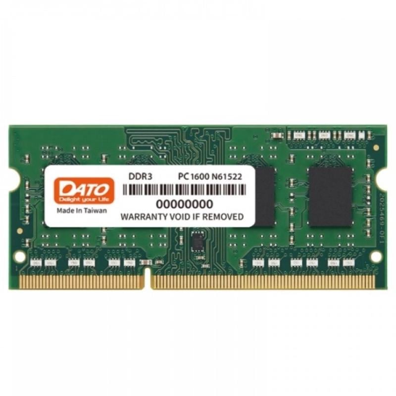 Оперативна пам'ять Dato DDR3L SO-DIMM 4 Гб 1600 МГц CL11 DT4G3DSDLD16 низьковольтний текстоліт 1,35 V текстоліт Зелений (633312)