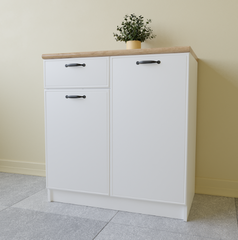 Тумба нижняя с ящиком МДФ на кухню без столешницы 800x466x824 мм Белый (K-65)