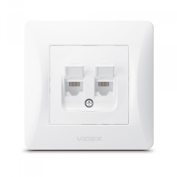 Розетка Videx подвійна телефонна CAT3+CAT3 Білий