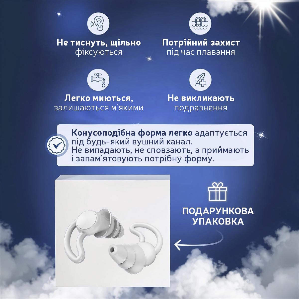 Беруші для сну/захисту від шуму Kayfovo Perfect Pro Plugz 3 flange з футляром Grey (28544) - фото 2 Беруші для сну/захисту від шуму Kayfovo Perfect Pro Plugz 3 flange з футляром Grey (28544) - фото 2