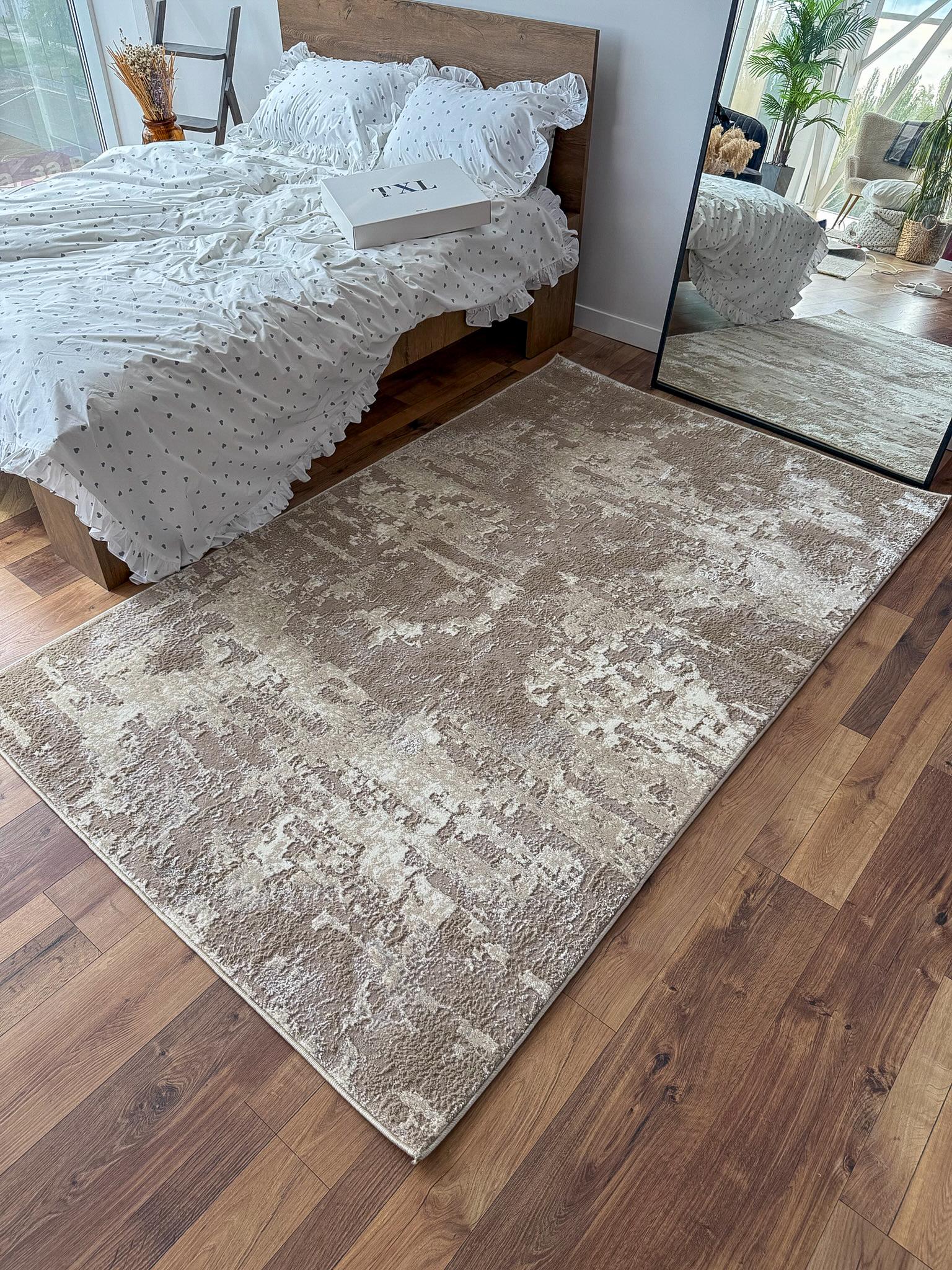 Ковер рельефный с текстурным узором прямоугольный 200х300 см Бежево-кремовый