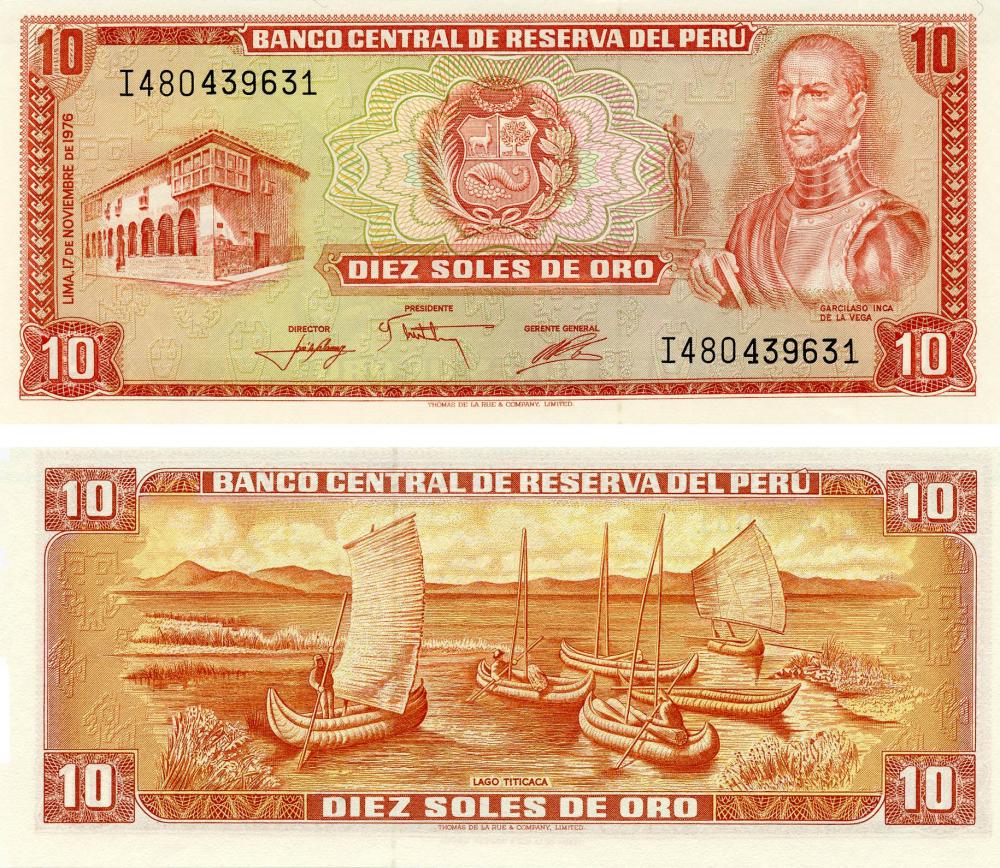 Коллекционная банкнота Перу 10 соль 1976 UNC P112 (Б13271)